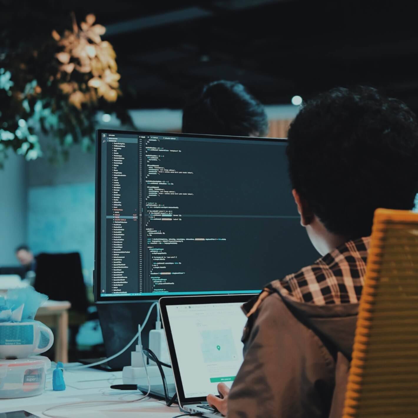 man working on computer