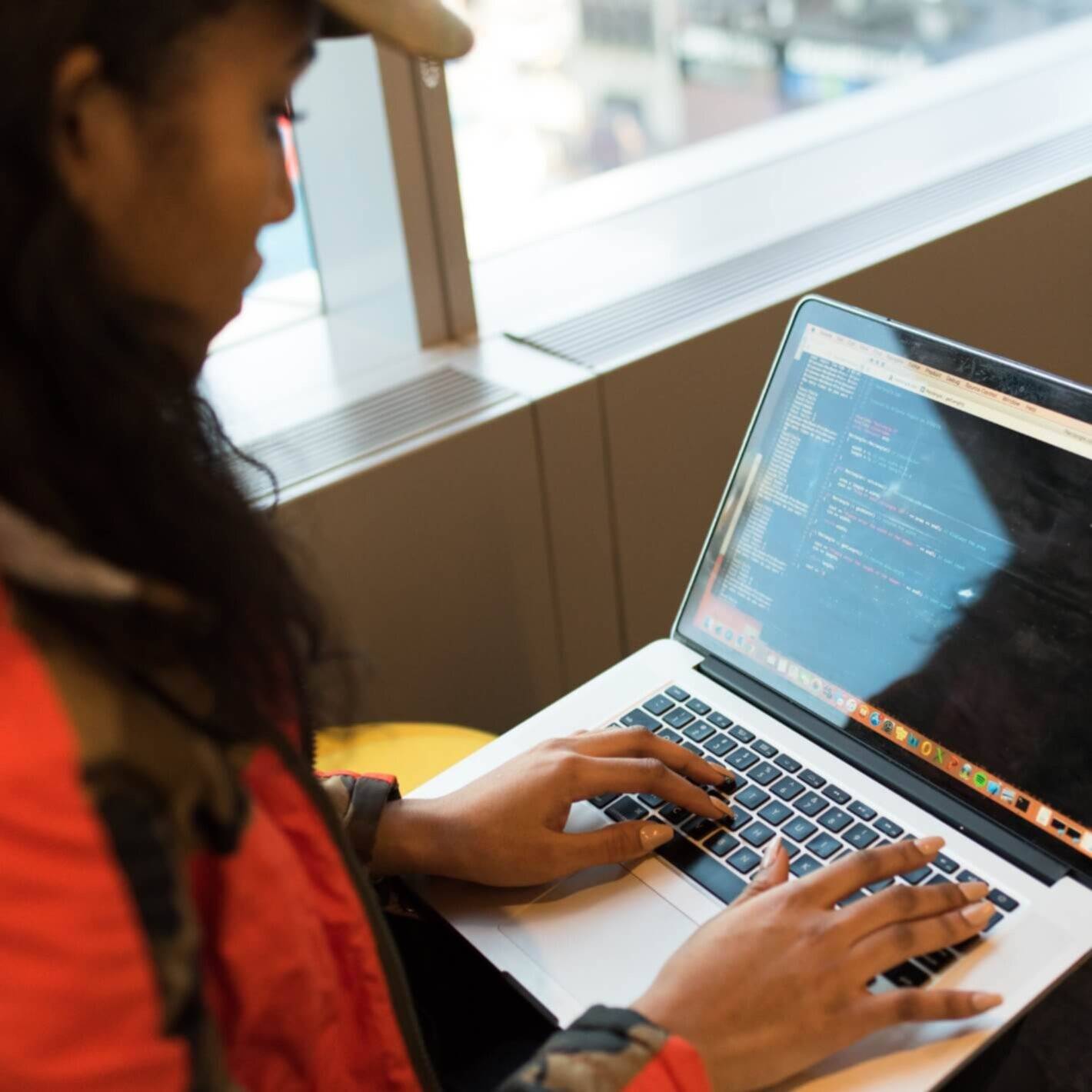 woman working on her computer