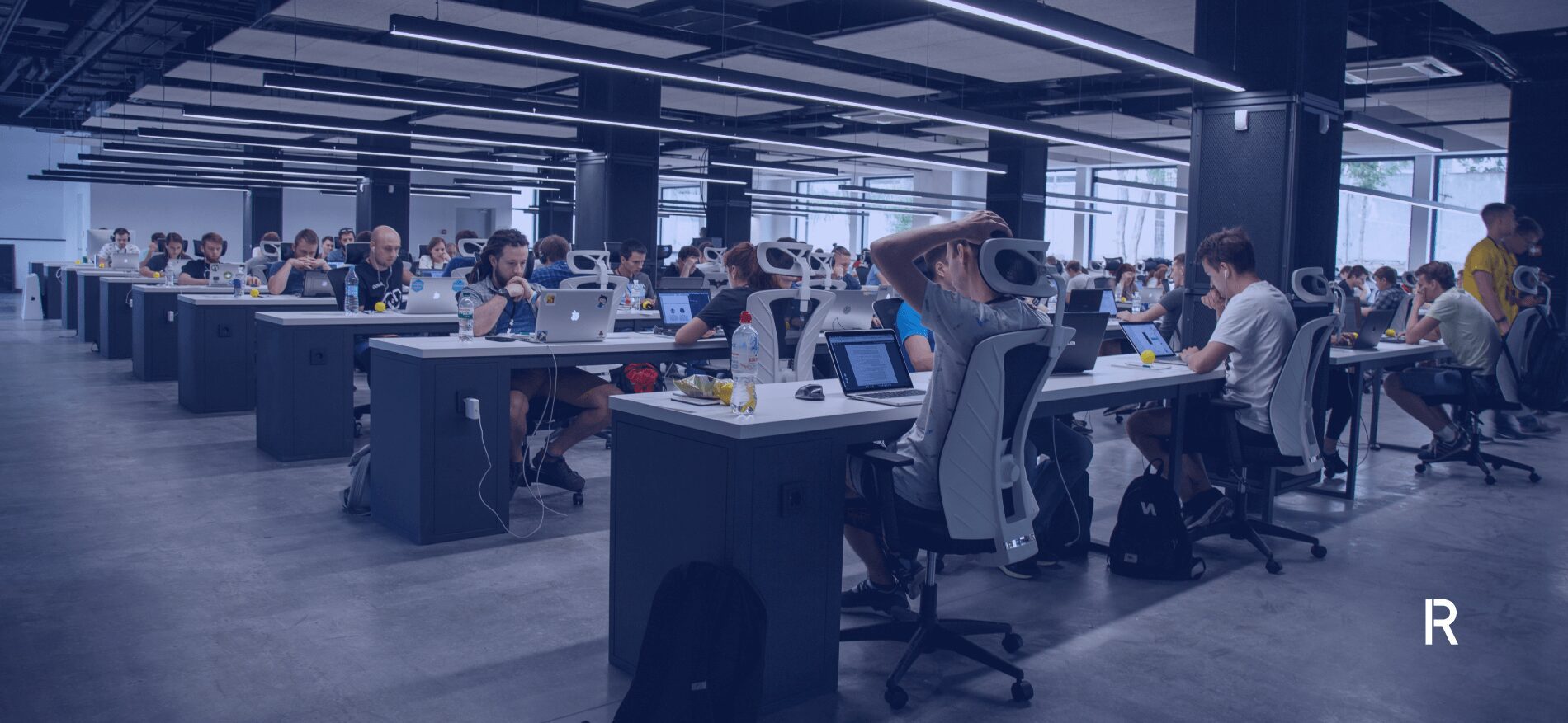 People working at a co-working space