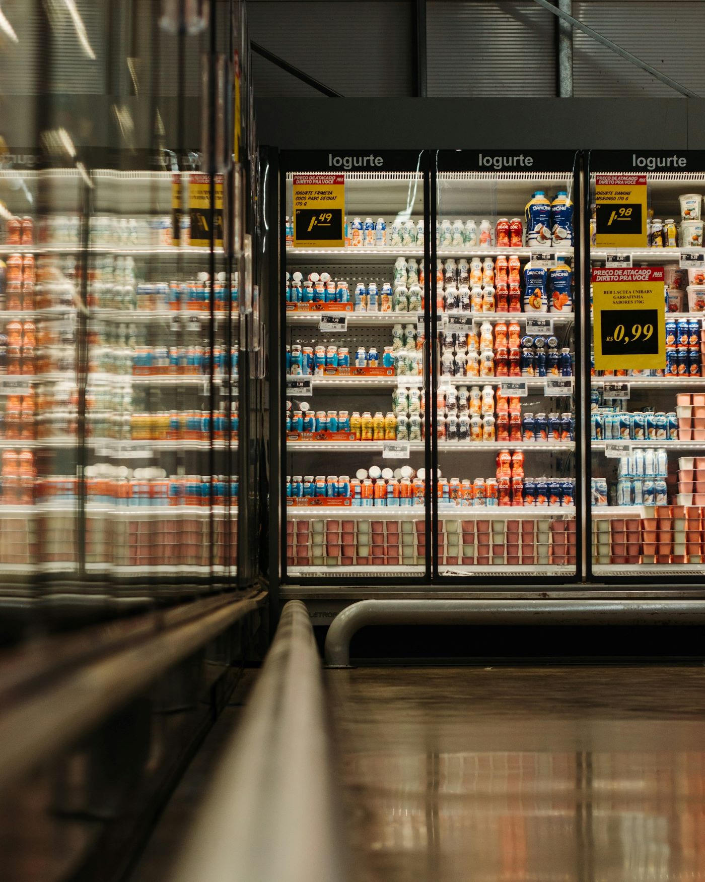 Retail store showing fridge with drinks in